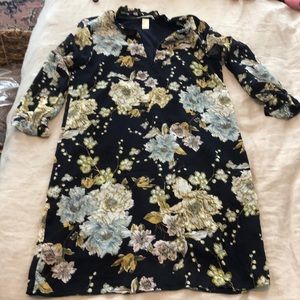 Navy floral shift dress